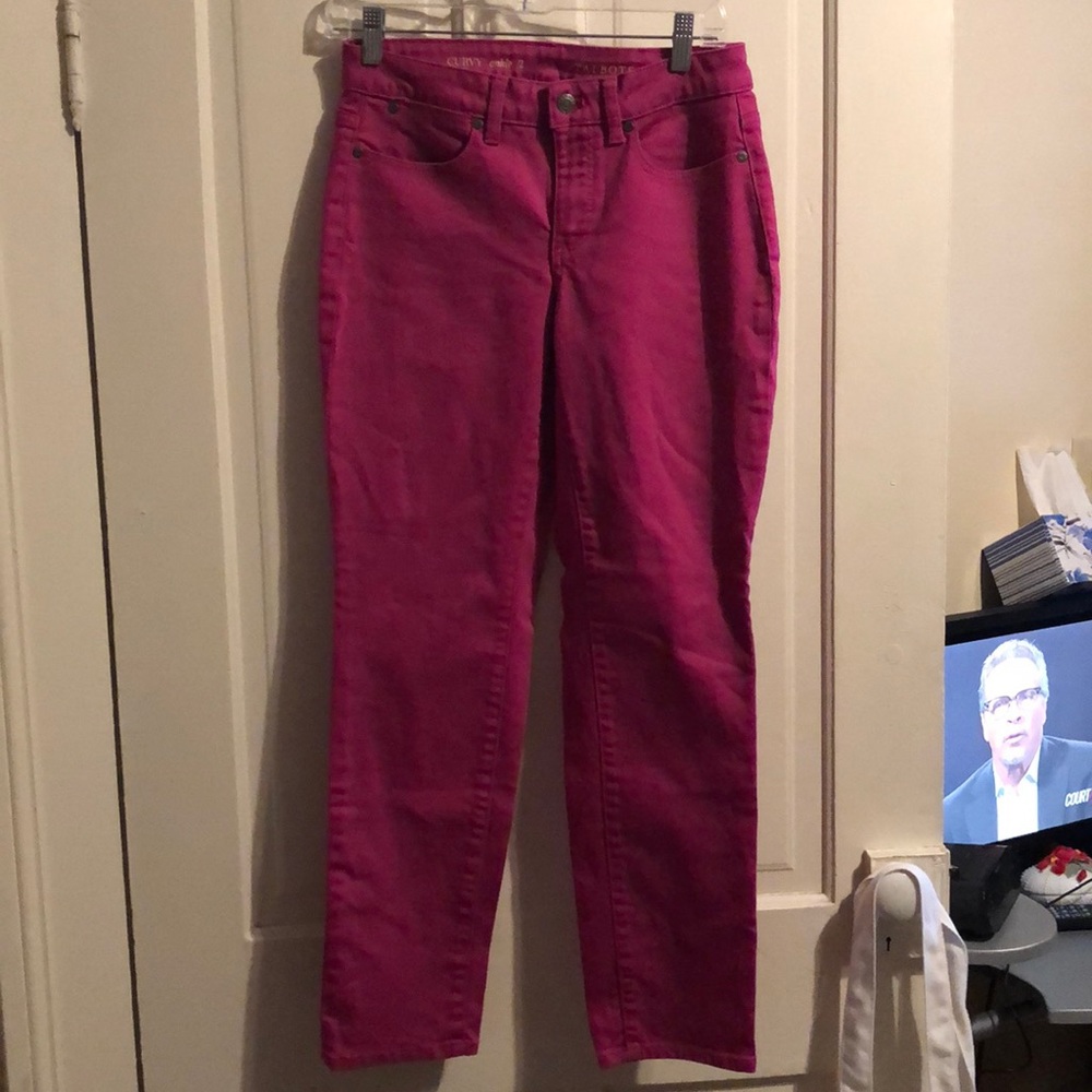 Talbots curvy ankle jeans fuchsia color size 2